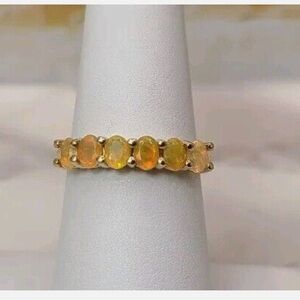 Sterling Silver: Multicolor Opals half band